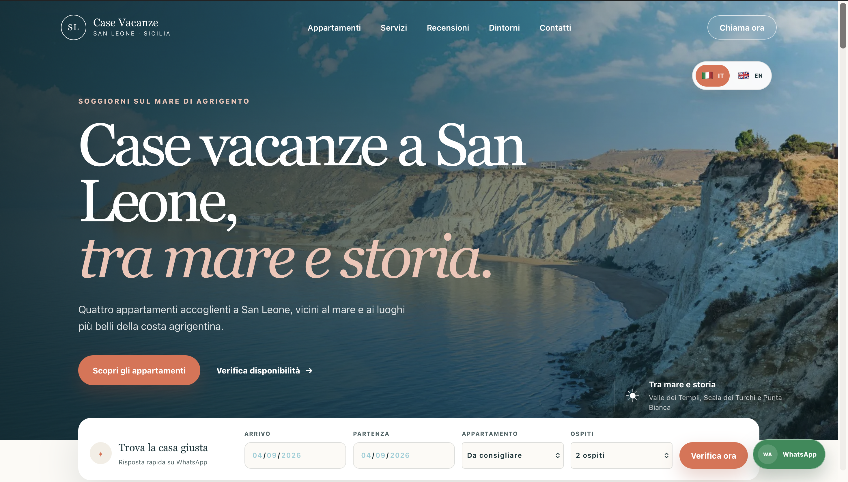 Homepage del sito Case Vacanze San Leone